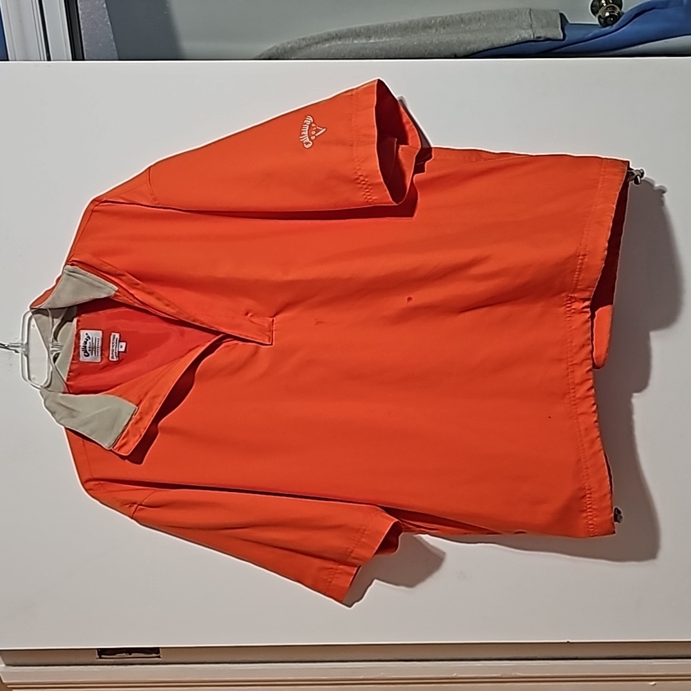 Callaway Golf Outerwear Orange Shell Vest Pullover Brushed Microfiber Sz M Winte